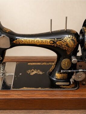 Singer Vintage Black & Gold Decorative Sewing Machine Accent